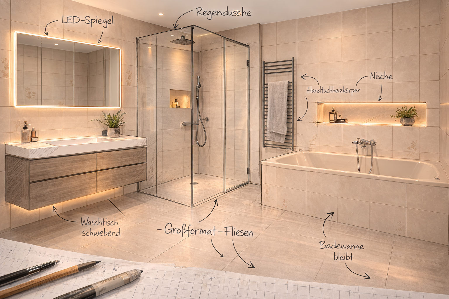 Skizze Badezimmer | Hertler Sanierungen | Professionelle Sanierungen in Leinfelden-Echterdingen